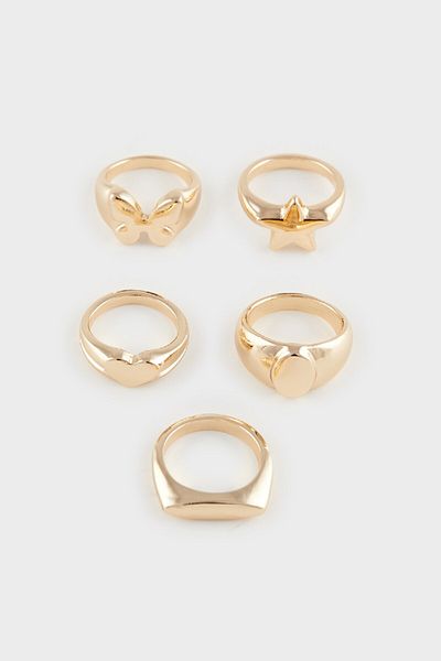 DeFacto 5-teiliger Goldring für Damen E4492axns