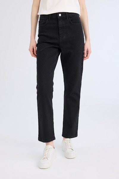 DeFacto Mary Vintage Straight Fit High Waist Straight Leg Lange Jeanshose D8180AX25SP