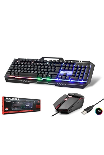 HADRON Hd865 Kablolu Oyuncu Klavye Mouse Set Led Q Siyah