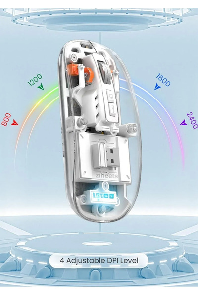 Genel Markalar Şeffaf Kablosuz Bluetooth Mouse – Sessiz Tıklama, Şarjlı, Taşınabilir ve Tüm Cihazlarla Uyumlu