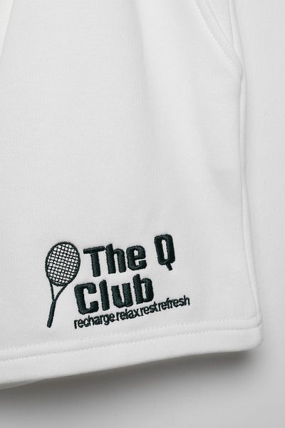 Quzu Ecru Shorts - Embroidery Printed and Elastic Waist