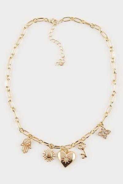 DeFacto Damen-Charm-Halskette mit goldenen Details E4468AXNS