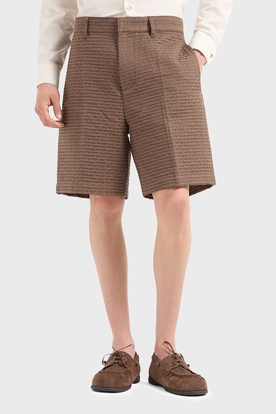Emporio Armani شورت رجالي عالي الخصر من قماش الجاكار واسع الساق - SHORT EM 001200   AF13688