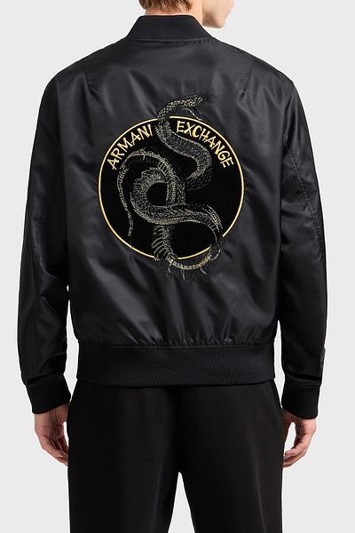 Armani Exchange Armani Exchance Embroidered Regular Fit Double Sided Bomber Jacket Men's Jacket Xm 000189   Af12011 Mc057