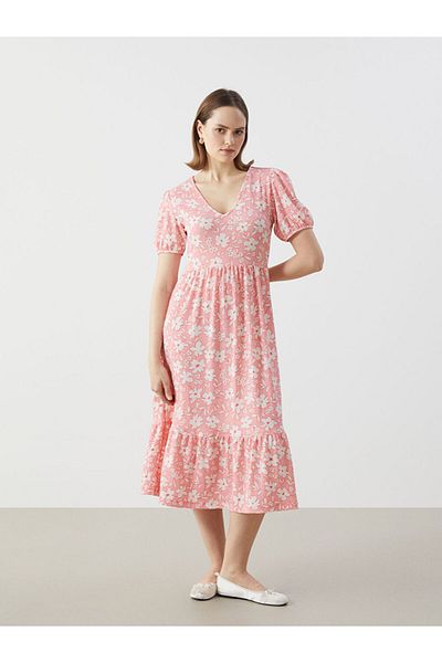 LC Waikiki New Season V-Neck Floral Women's Dress - S5Gq65Z8