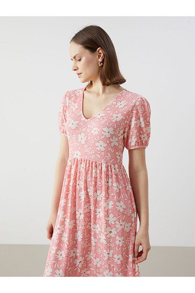 LC Waikiki New Season V-Neck Floral Women's Dress - S5Gq65Z8