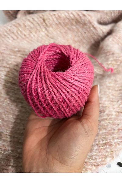Hayal.kirtasiyesi Pink Jute Rope 50 Meters Package Decoration Rope, Gift Package Rope, Wicker Rope