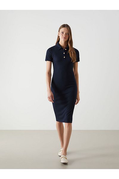 LC Waikiki Navy Blue Shirt Collar Women's Dress