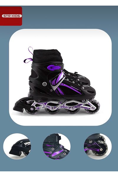 CEZVE HOME Valley Purple Double Row Aluminum Body Adjustable Lighted Practice Skates