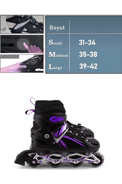 CEZVE HOME Valley Purple Double Row Aluminum Body Adjustable Lighted Practice Skates