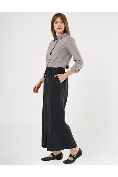KYR Black Wide Leg Lace-Up Trousers