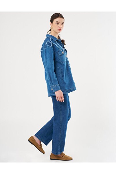 Kayra Appliqued Denim Jacket Indigo