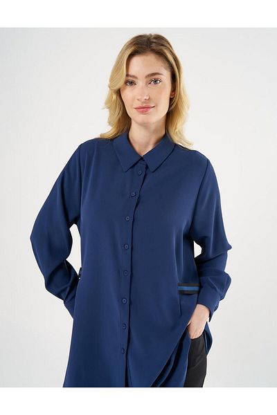 Kayra Τουνίκ Indigo Grosgrain - Σχέδιο με γιακά πουκάμισου και δέσιμο