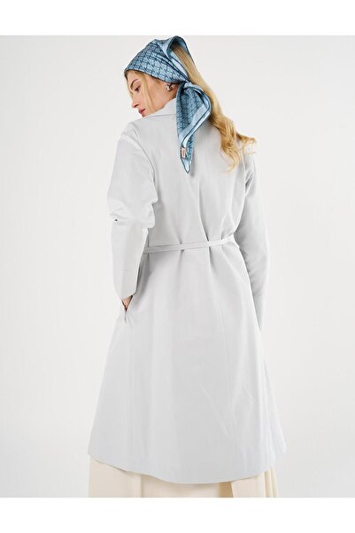 KYR Kruvaze Bağlamalı Trençkot Gri