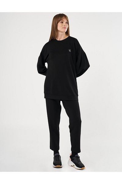KYR Μαύρο Scuba Fabric Διπλό Σετ - Κεντημένο
