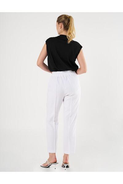 Kayra Çima Dikişli Boru Paça Pantolon Optik Beyaz