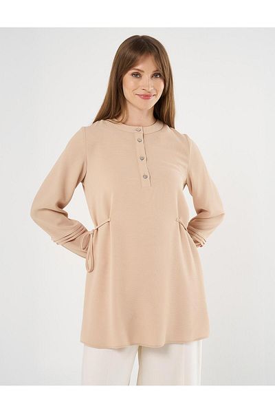 KYR Beige Ribbed Crepe Tunic