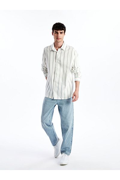 LC Waikiki Ανδρικό μακρυμάνικο ριγέ πουκάμισο XSIDE Regular Fit