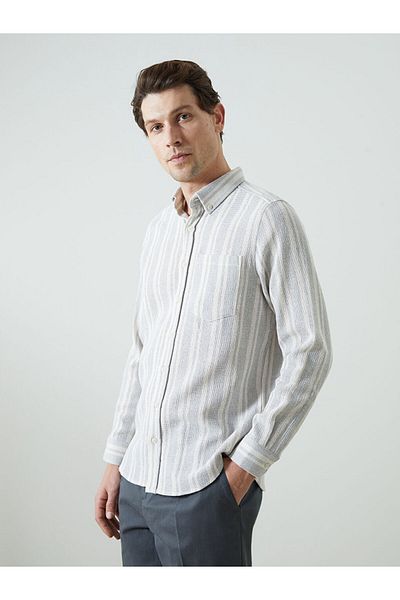 LC Waikiki LCWAIKIKI Classic Regular Fit Long Sleeve Striped Poplin Men's Shirt