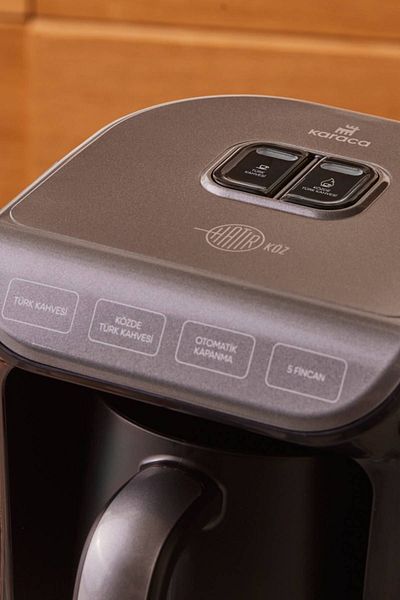Karaca Hatir Emberde Turkish Coffee and Turkish Coffee Machine Anthracite 5-Cup Capacity with Plenty of Foam