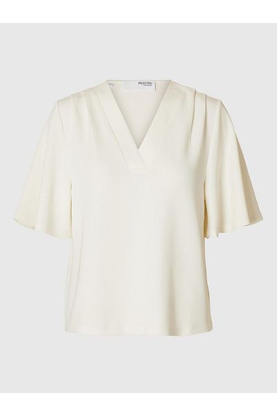Selected Femme Top mit V-Ausschnitt Kurzarm