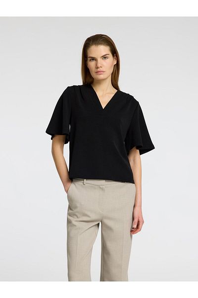 Selected Femme Top mit V-Ausschnitt Kurzarm