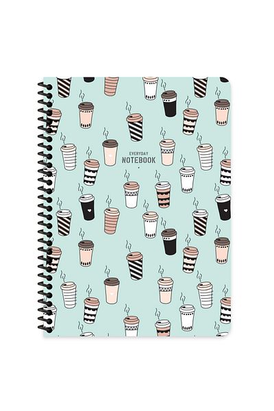 Mielibon Caiet cu 80 de coli - Caiet cu model de cafea spiralat 16,5x22,5