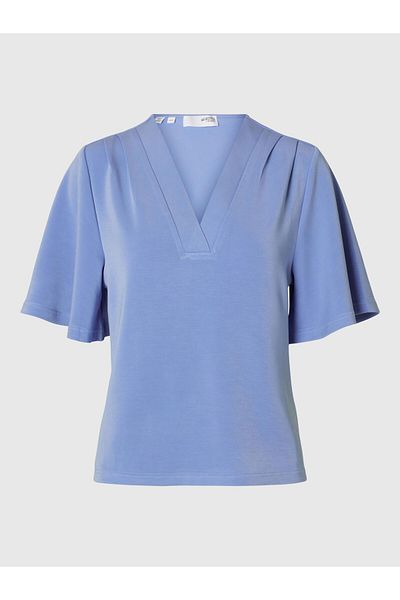 Selected Femme Top mit V-Ausschnitt Kurzarm