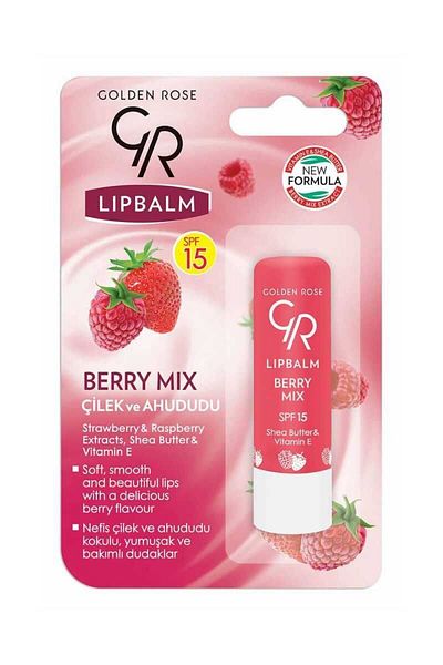 Golden Rose Lip Balm Berry Mix Spf15 Lip Moisturizer with Strawberry & Raspberry 4.6 g