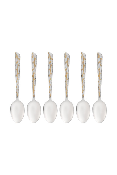 DELCASA DC1632 6Pcs Stainless Steel Dinner Spoon - Floral Handle Pattern Cutlery
