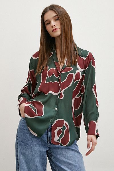 Never more Purple Satin Shirt - Printed Design