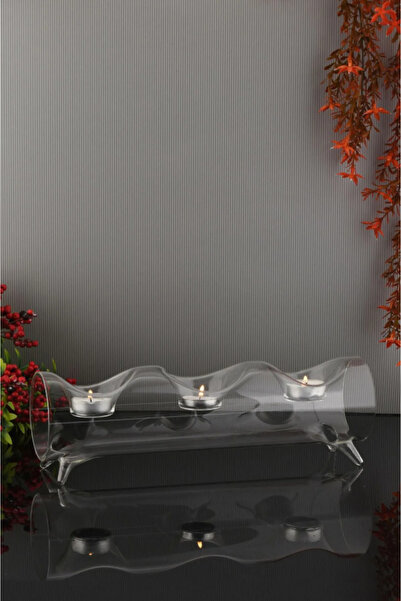 Kalya Concept Kalya 3'lü Sıralı Cam Mumluk - Şeffaf Zarif Tasarım, Dekoratif ...