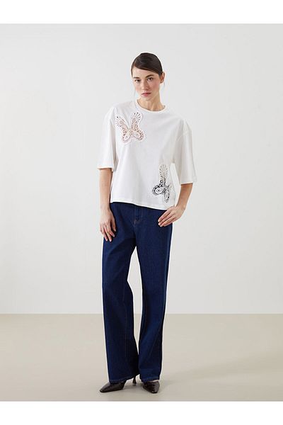 LC Waikiki Crew Neck Embroidered Women's T-Shirt