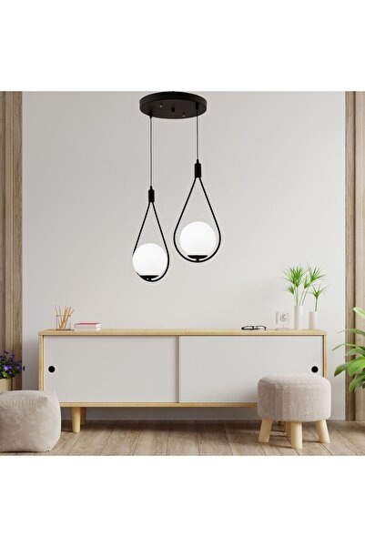 LBX LİGHTİNG BOX Yıldız Home Damla Uyum 2.li Siyah-Beyaz Camlı Avize