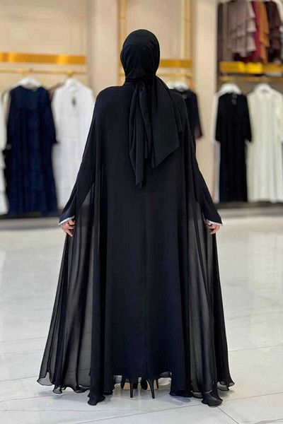 Bym Fashion Black Dress and Abaya Set - Model 3921