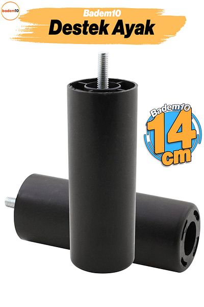 Badem10 Picioare pentru mobilier 14 cm Canapea Fotoliu Baza de ridicare M8 Suport mijlociu cu șuruburi Negru