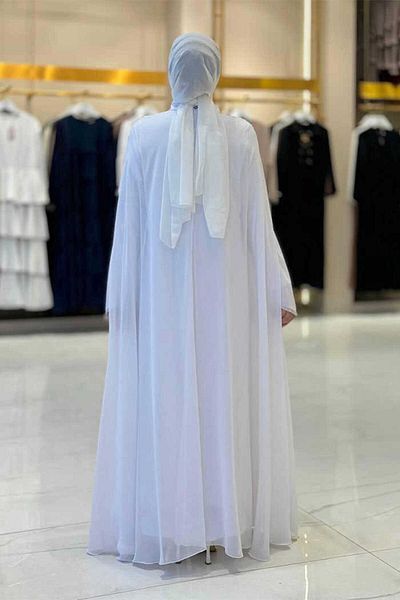 Bym Fashion Ecru Dress Abaya Set - Model 3921