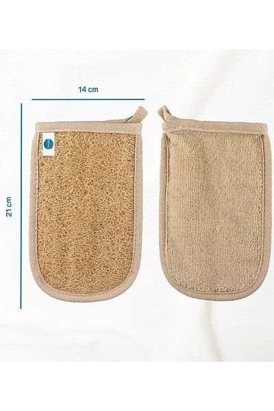 Dükkanönü Double Sided Natural Pumpkin Fiber Gloves - 21X15 Bath Scrub