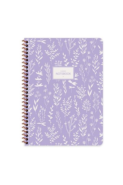 Mielibon Checked Notebook, 80 Sheets Notebook, Spiral Notebook, Checked Notebook Flora, Flower Pattern Notebook