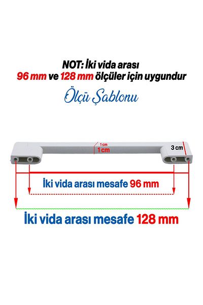 Badem10 Mâner din plastic 96 mm Mobilier alb Sertar de bucătărie Dulap dulap Mâner Mâner