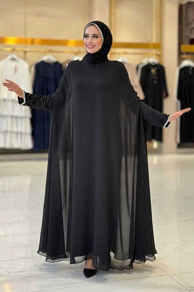 Bym Fashion Black Dress and Abaya Set - Model 3921