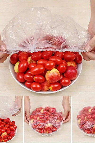 Porsima 100 Adet Tek Kullanımlık Gıda Koruyucu Lastikli Tazeliği Koruyan Tencere Tabak Koruyucu Kapak Bonesi