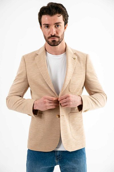 Ted Davıd Cream Slim Fit Mono Collar Casual Jacket