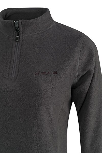 2AS Camila Kadın Yarım Fermuarlı İnce Polar Sweatshirt Antrasit