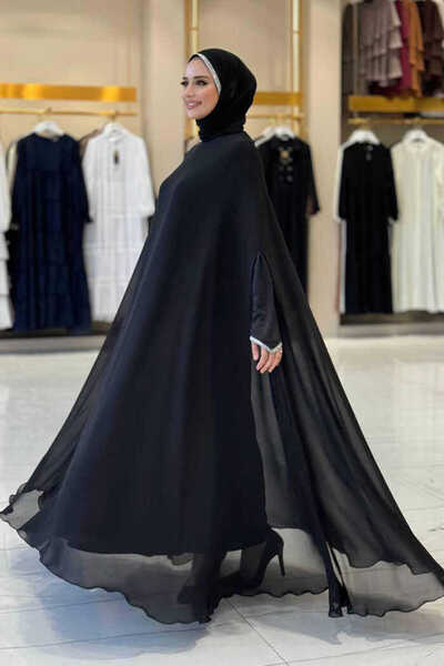 Bym Fashion Black Dress and Abaya Set - Model 3921
