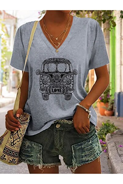 mercoledi Tricou oversize cu decolteu în V Boyfirend