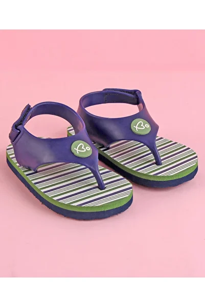 Babyoye Babyoye Velcro Closure Striped Flip Flops - Blue & Green