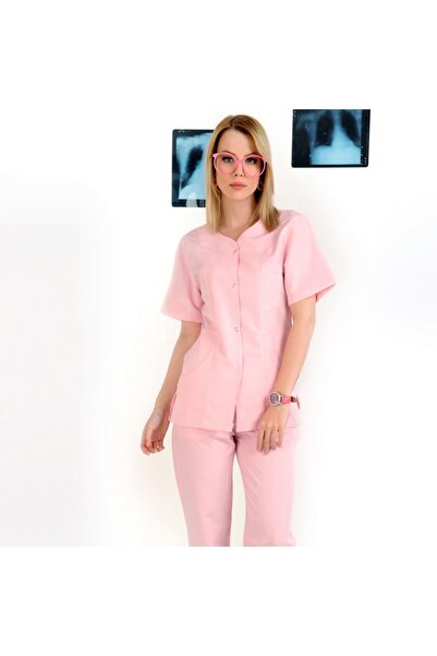 temex Medikal Üniforma  Likrasız Alpaka Düğmeli Doktor Hemşire Tek üst