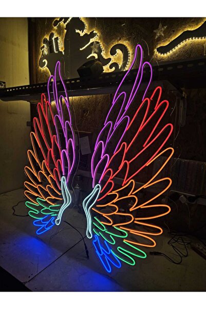 En Güzel Günde Melek Kanadı Neon Led Duvar Dekarasyon 100*100 Cm
