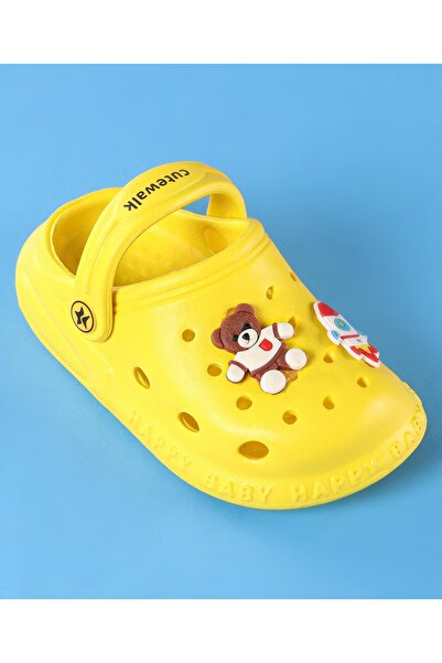 Cute Walk by Babyhug Cute Walk by Babyhug Clogs with Back Strap Closure Teddy & Rocket Applique -  Yellow